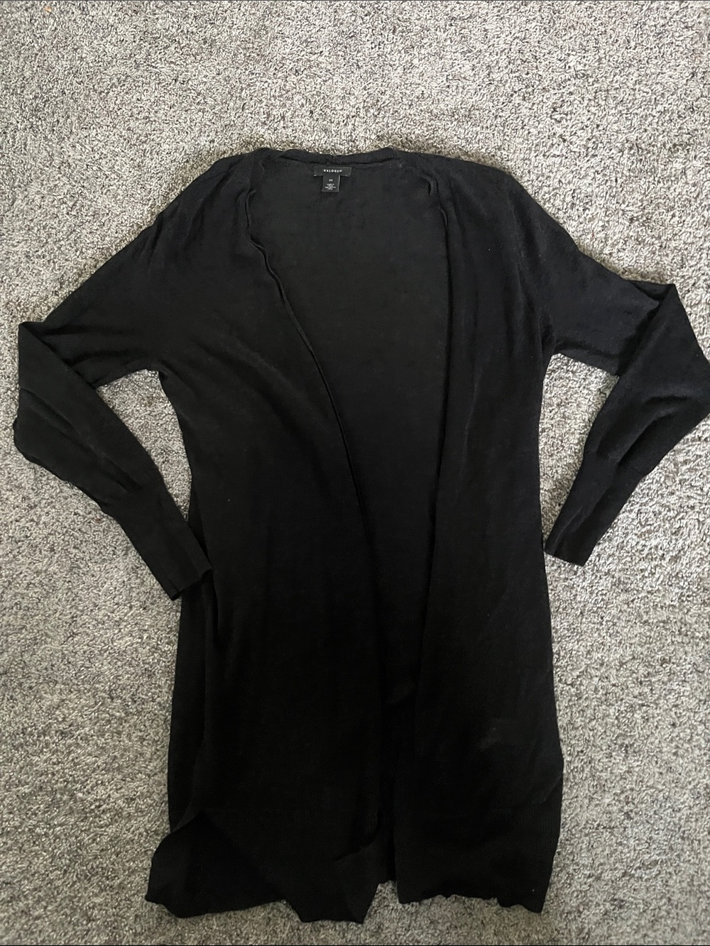 Halogen Long Black Open-Front Cardigan